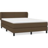 vidaXL Boxspring met matras stof donkerbruin 140x200 cm