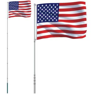 vidaXL Vlag met vlaggenmast Verenigde Staten 5,55 m aluminium