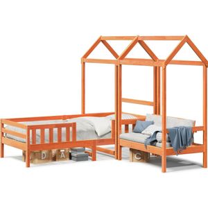 vidaXL Kinderbed met huisje massief grenenhout wasbruin 90x190 cm