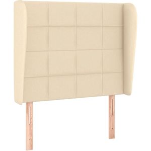 vidaXL Hoofdbord met randen 83x23x118/128 cm stof crèmekleurig