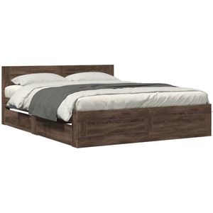 vidaXL Bedframe met hoofdeinde bewerkt hout bruineikenkleur 160x200 cm