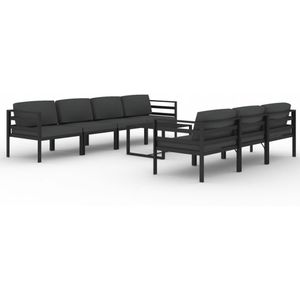 vidaXL 8-delige Loungeset met kussens aluminium antracietkleurig