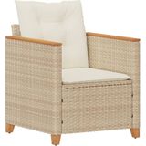 vidaXL Tuinstoel met kussens poly rattan beige