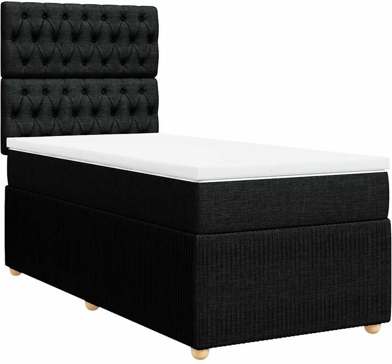 vidaXL - Boxspring - met - matras - stof - zwartx200 - cm