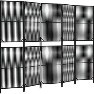 vidaXL-Kamerscherm-5-panelen-poly-rattan-zwart