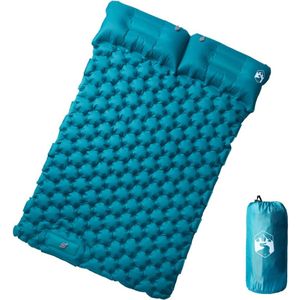 vidaXL Kampeermatras met kussens zelfopblazend 2-persoons blauw