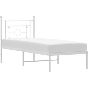 vidaXL Bedframe met hoofdbord metaal wit 80x200 cm