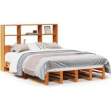 vidaXL Bed met boekenkast zonder matras hout wasbruin 120x200 cm