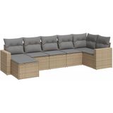 vidaXL 7-delige Loungeset met kussens poly rattan beige