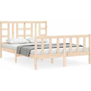 vidaXL Bedframe met hoofdbord massief hout