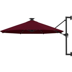 vidaXL Wandparasol met LED's en metalen paal 300 cm bordeauxrood