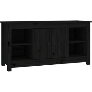 vidaXL Tv-meubel 103x36,5x52 cm massief grenenhout zwart