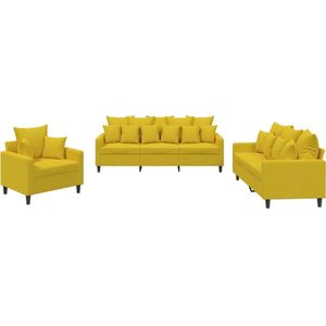 vidaXL 3-delige Loungeset met kussens fluweel geel