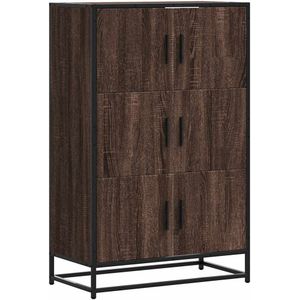 vidaXL Hoge kast 68x35x106,5cm bewerkt hout en metaal bruin eikenkleur