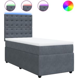 vidaXL Boxspring met matras fluweel donkergrijs 80x200 cm