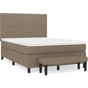 vidaXL Boxspring met matras stof taupe 140x190 cm