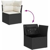 vidaXL 6-delige Loungeset met kussens poly rattan zwart