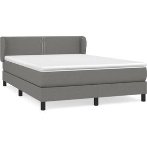 VidaXL Boxspring met Matras - Stof Donkergrijs - 140x200 cm