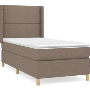 vidaXL Boxspring met matras stof taupe 90x200 cm