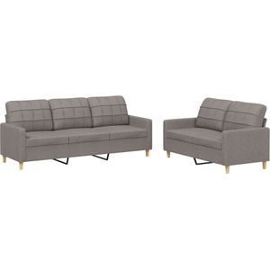 vidaXL 2-delige Loungeset met kussens stof taupe