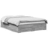 vidaXL Bedframe met lades bewerkt hout grijs sonoma eiken 140x190 cm