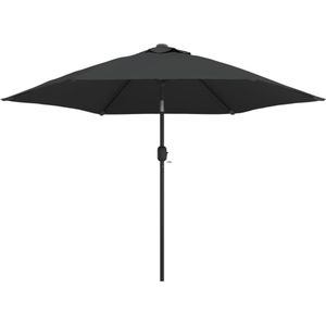 vidaXL Parasol met LED-verlichting en stalen paal 300 cm antraciet