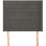 vidaXL Hoofdbord met randen 93x16x118/128 cm fluweel donkergrijs