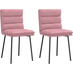 vidaXL - Eetkamerstoelen - 2 - st - fluweel - roze