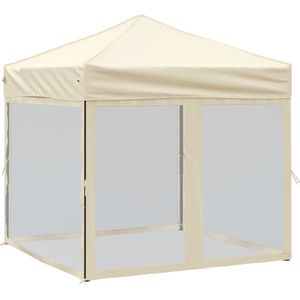 VidaXL Inklapbare Partytent met Zijwanden 2x2m - Crèmekleurig