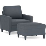 vidaXL Fauteuil met voetenbank 60 cm fluweel donkergrijs