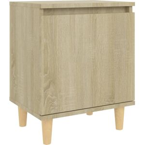 vidaXL Nachtkastje met houten poten 40x30x50 cm sonoma eikenkleurig
