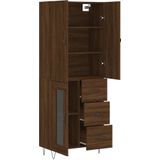 vidaXL Hoge kast 69,5x34x180 cm bewerkt hout bruin eikenkleur