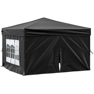 VidaXL Inklapbare Partytent 3x3m Zwart met Zijwanden