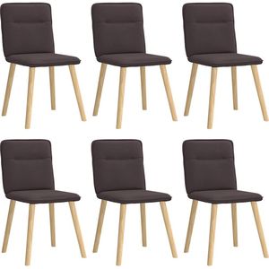 vidaXL Eetkamerstoelen 6 st stof donkerbruin