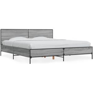 vidaXL Bedframe bewerkt hout metaal grijs sonoma eiken 180x200 cm