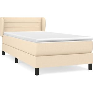 vidaXL Boxspring met matras stof crèmekleurig 100x200 cm