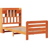 vidaXL Bed met boekenkast zonder matras grenenhout wasbruin 75x190 cm