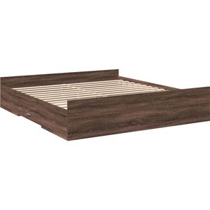vidaXL Bedframe met lades bewerkt hout bruineikenkleurig 200x200 cm