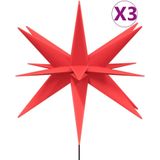 vidaXL Kerstlampen met grondpin en LED's 3 st 35 cm rood