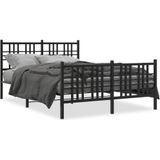 vidaXL - Bedframe - met - hoofd- - en - voeteneinde - metaal - zwartx190 - cm