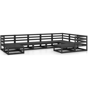 vidaXL 9-delige Loungeset massief grenenhout zwart
