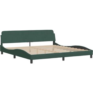 vidaXL Bedframe met hoofdeinde fluweel donkergroen 200x200 cm