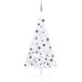 vidaXL Kunstkerstboom met verlichting en kerstballen half 120 cm wit