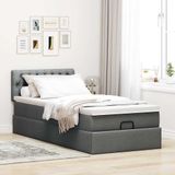 vidaXL Ottoman bed met matras 90x190cm stof donkergrijs