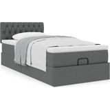 vidaXL Ottoman bed met matras 90x190cm stof donkergrijs