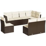 vidaXL 8-delige Loungeset met kussens poly rattan bruin