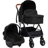 vidaXL Kinderwagen 3-in-1 staal antracietkleurig en zwart