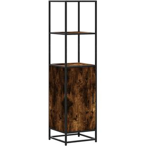 vidaXL Hoge kast 35,5x35x139 cm bewerkt hout en metaal gerookt eiken