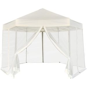 VidaXL Pop-up Zeshoekige Partytent 3,6x3,1m Crèmewit