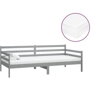 vidaXL Slaapbank met matras massief grenenhout grijs 90x200 cm